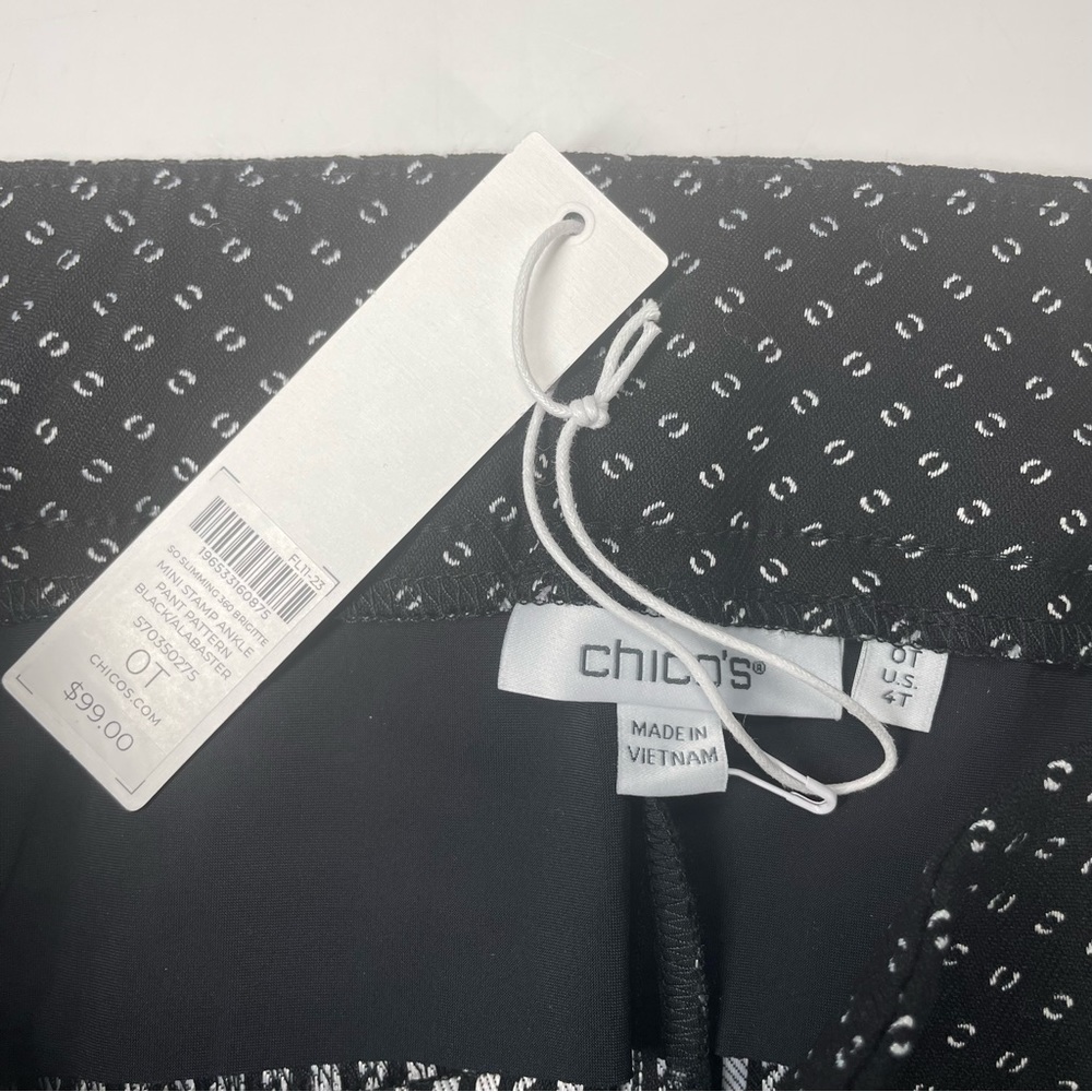 NEW Chico’s Brigitte Jacquard Stamp Ankle Pants Womens 0T 0 Tall 4 Stretch NWT - Picture 3 of 5